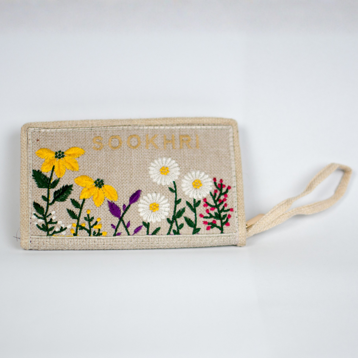 Embroidered Zip Clutch
