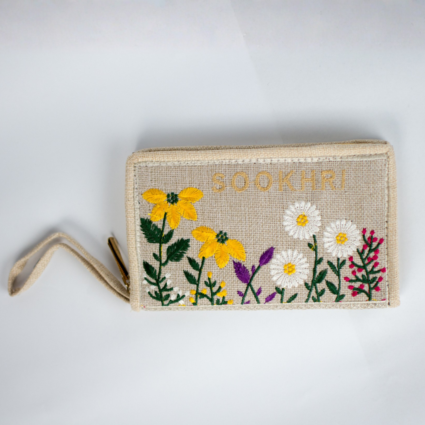 Embroidered Zip Clutch