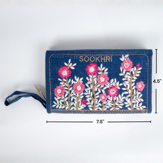 Embroidered Zip Clutch