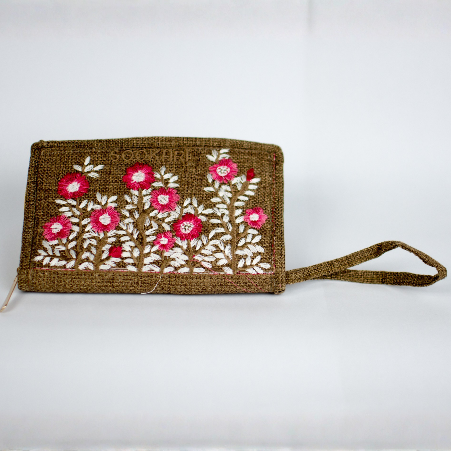 Embroidered Zip Clutch