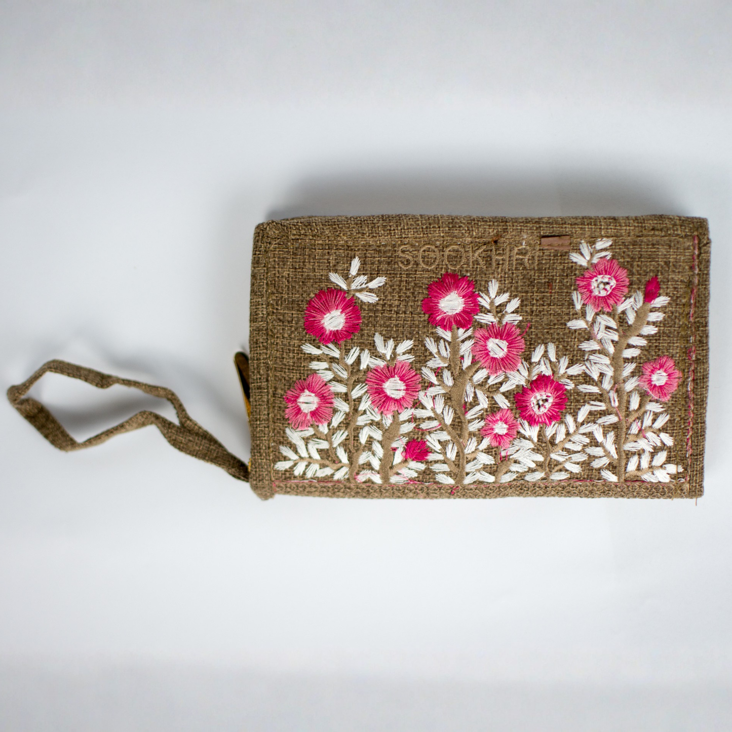 Embroidered Zip Clutch