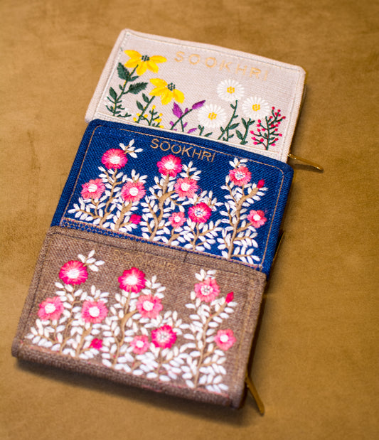 Embroidered Zip Clutch