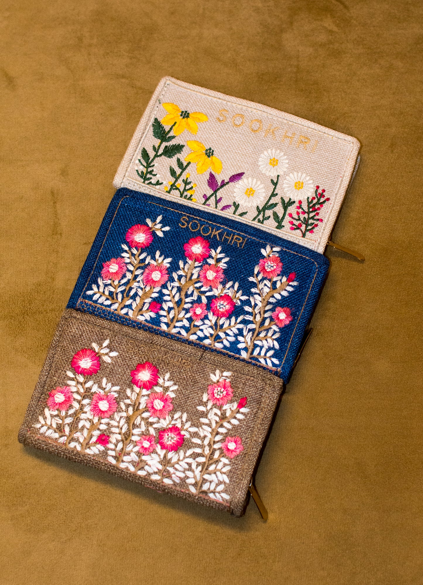 Embroidered Zip Clutch