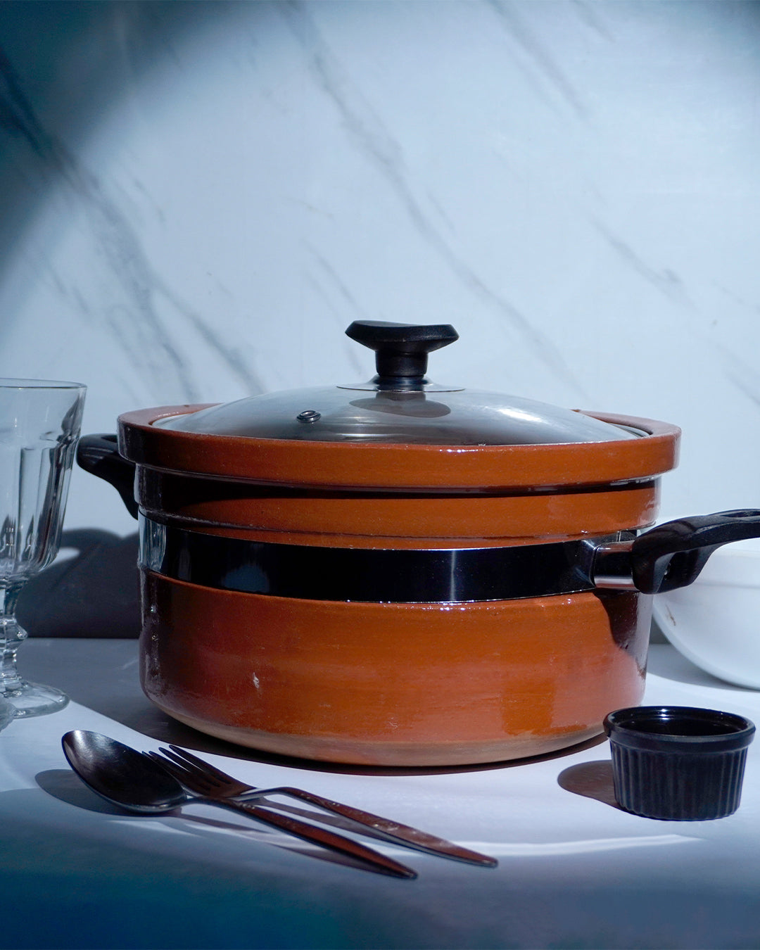 Artisan Clay Glazed Handi Flat