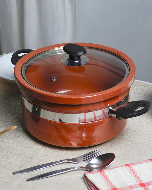 Artisan Clay Glazed Handi Flat