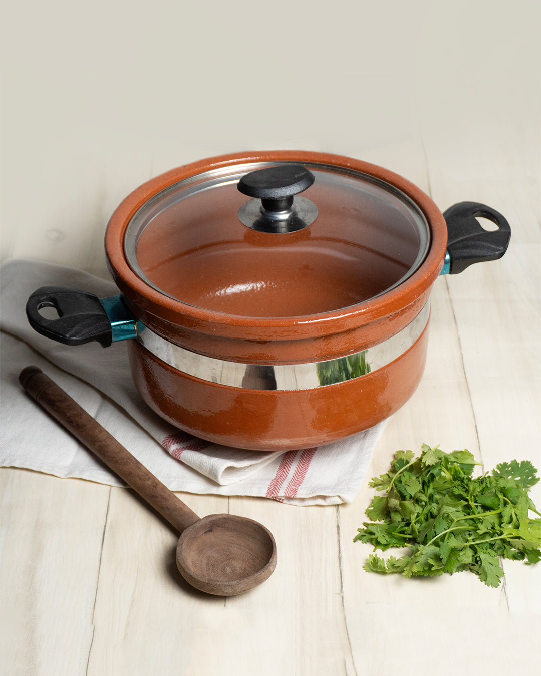 Artisan Clay Glazed Handi Round