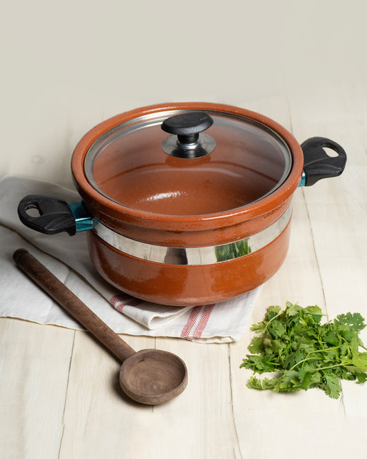 Artisan Clay Glazed Handi Round