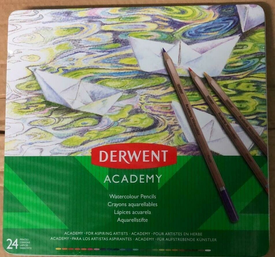 DERWENT ACADEMY Watercolour Pencils - 24 Pencils in Metal Tin - 230194 – 5  Star Dealz